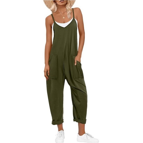 OUFEIYA Pants - OUFEIYA Jumpsuit Harem Overall With Pockets Green Size Medium